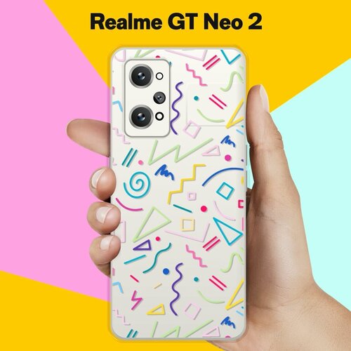 Силиконовый чехол на Realme GT Neo 2 Узоры из палочек / для Реалми ДжиТи Нео 2 силиконовый чехол на realme gt neo 2 реалми gt нео 2 белая корона на черном фоне