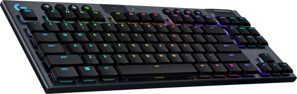 Клавиатура игровая Logitech G915 TKL CARBON US INT'L (механическая, без цифрового блока, с RGB-подсветкой и поддержкой технологии Lightspeed), 2.4GHZ/BT, CLICKY SWITCH (M/N: YR0076 / C-U0018) - фото №2