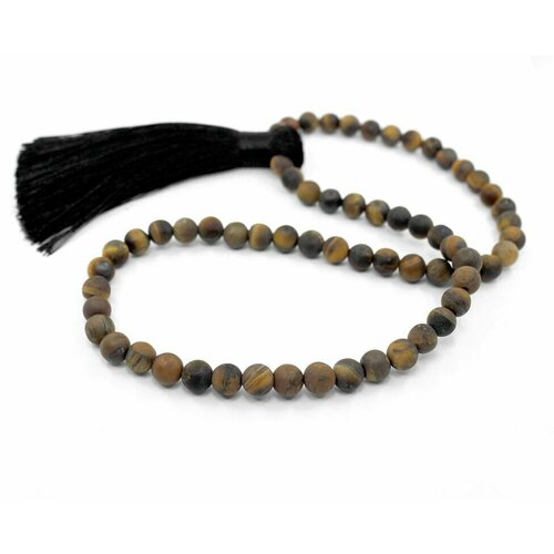 фото Браслет-нить handinsilver ( посеребриручку ) браслет-четки из матового камня тигровый глаз 6мм с кисточкой., тигровый глаз, 1 шт., размер 19 см, диаметр 6 см, желтый, коричневый