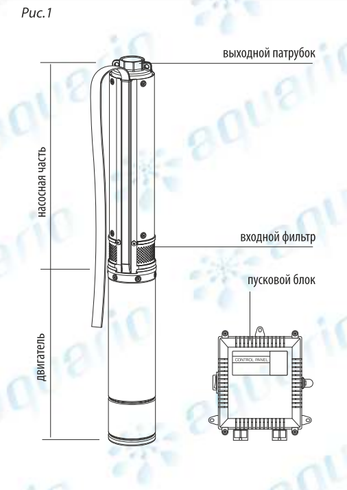 Aquario ASP2B-140-100BE скважинный насос (кабель 1.5м)