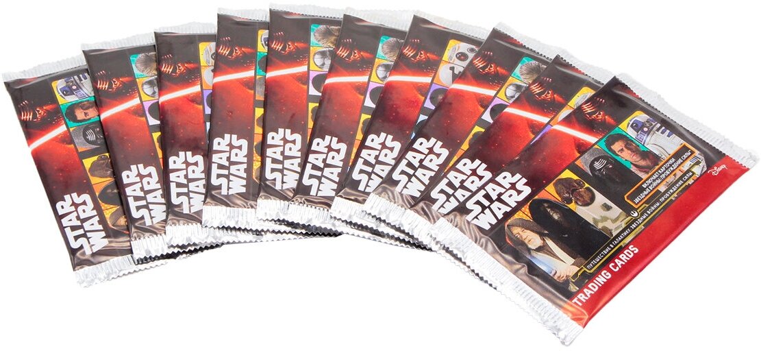 10 бустеров TOPPS Journey to Star Wars TCG: The Force Awakens (50 карточек)