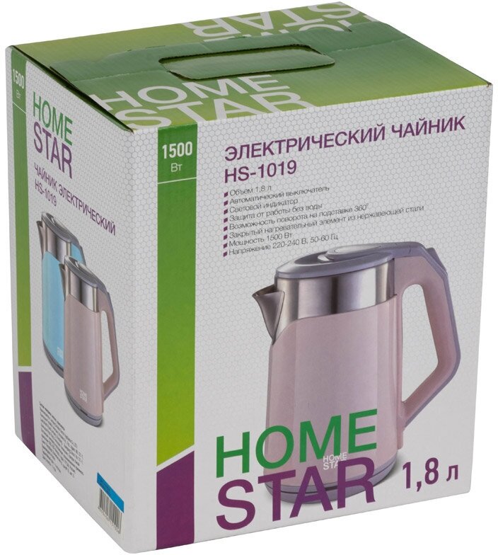 Чайник электрический HOMESTAR HS-1019, 1500Вт, 1,8л (цвета в ассорт.) БИТ - фото №2