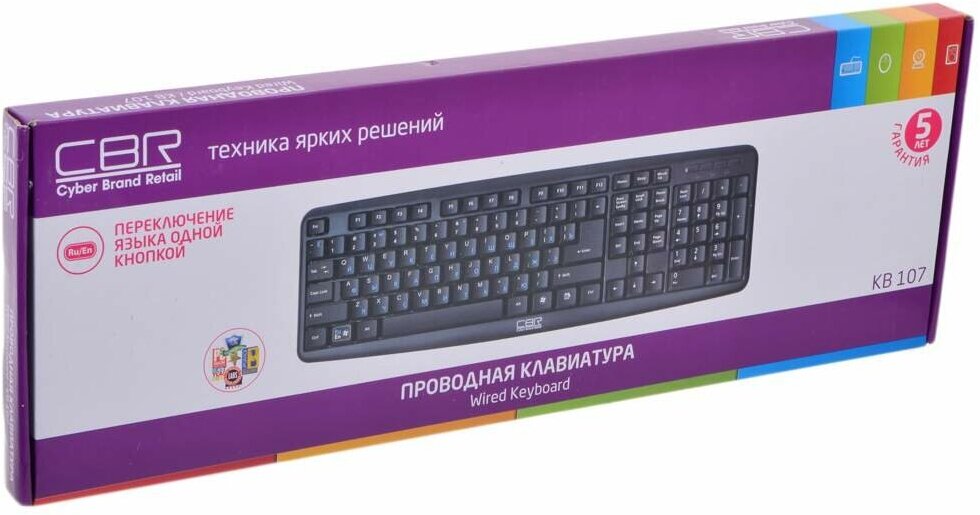 CBR KB 107 Black USB, Клавиатура 104 кл., офисн.