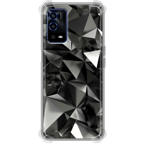 Дизайнерский силиконовый с усиленными углами чехол для Оппо А55 4Г / OPPO A55 Черные кристаллы силиконовый чехол накладка бампер цветочный паттерн 3 для oppo a55