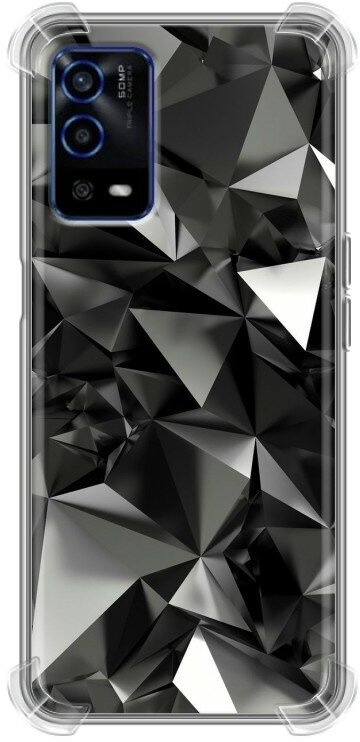 Дизайнерский силиконовый с усиленными углами чехол для Оппо А55 4Г / OPPO A55 Черные кристаллы