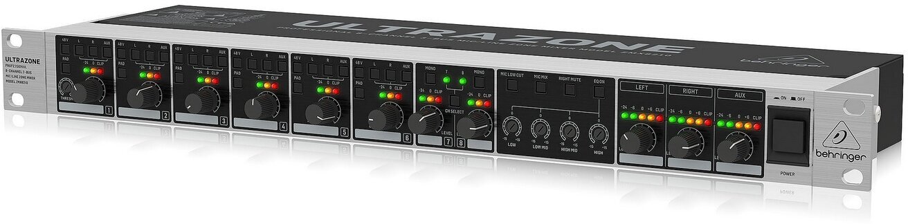 Behringer ZMX8210 V2 Микрофонно-линейный зонный микшер для звуковых инсталляций (6 мик/лин, 2 стерео вх, 3 вых.)