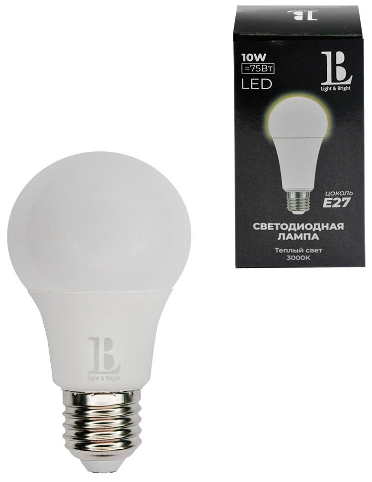 E27-10W-4000K-A60 Лампа LED (матовая) L&B