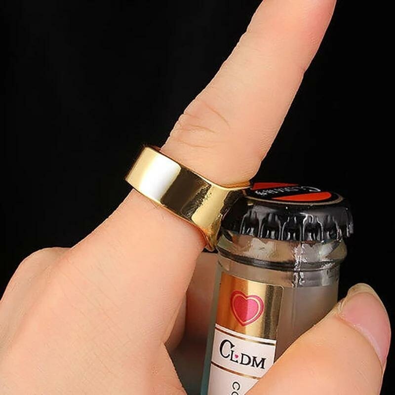 Открывалка для пива, нержавеющее кольцо, золотой - фотография № 2