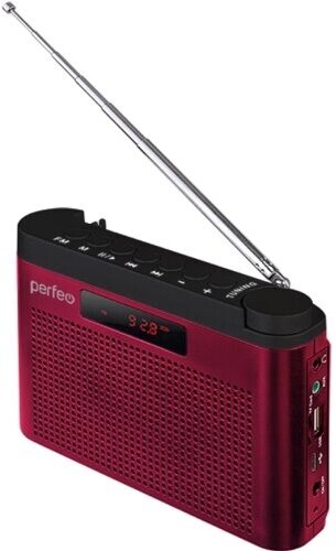 Радиоприемник Perfeo Тайга I70RED usb, microSD, mp3, УКВ, FM+, цифровой - бордовый