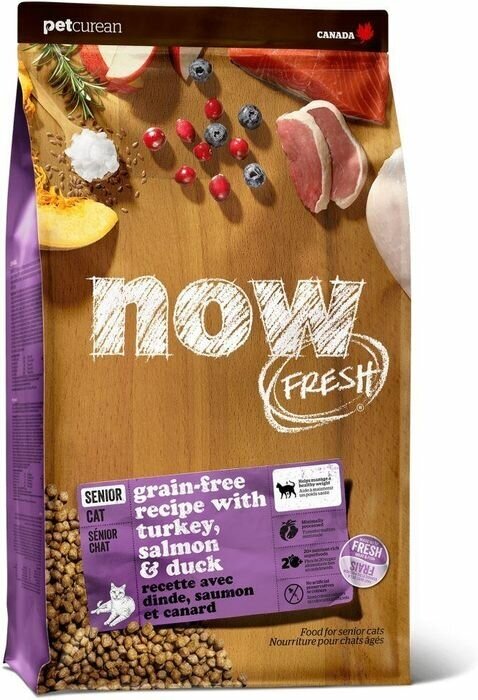 Now Fresh Senior Cat - Сухой корм для пожилых кошек, с индейкой, лососем и уткой, контроль веса (3,63 кг)