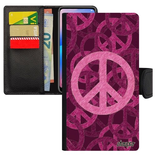 фото Чехол книжка на мобильный iphone xs, "peace and love" рисунок мир и любовь utaupia