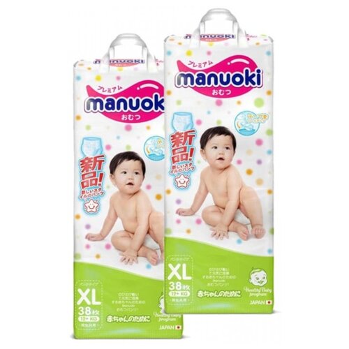 Manuoki трусики XL, 12+ кг, 38 шт., 2 уп., мультиколор