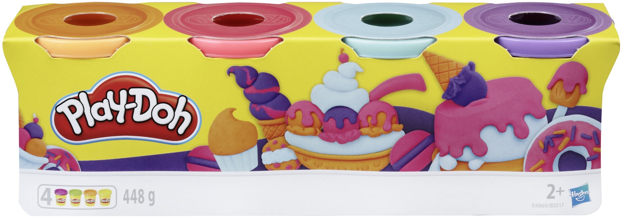 Набор для лепки из пластилина Play-Doh 4 банки в асс фиолетовый зеленый розовый голубой - фото №5
