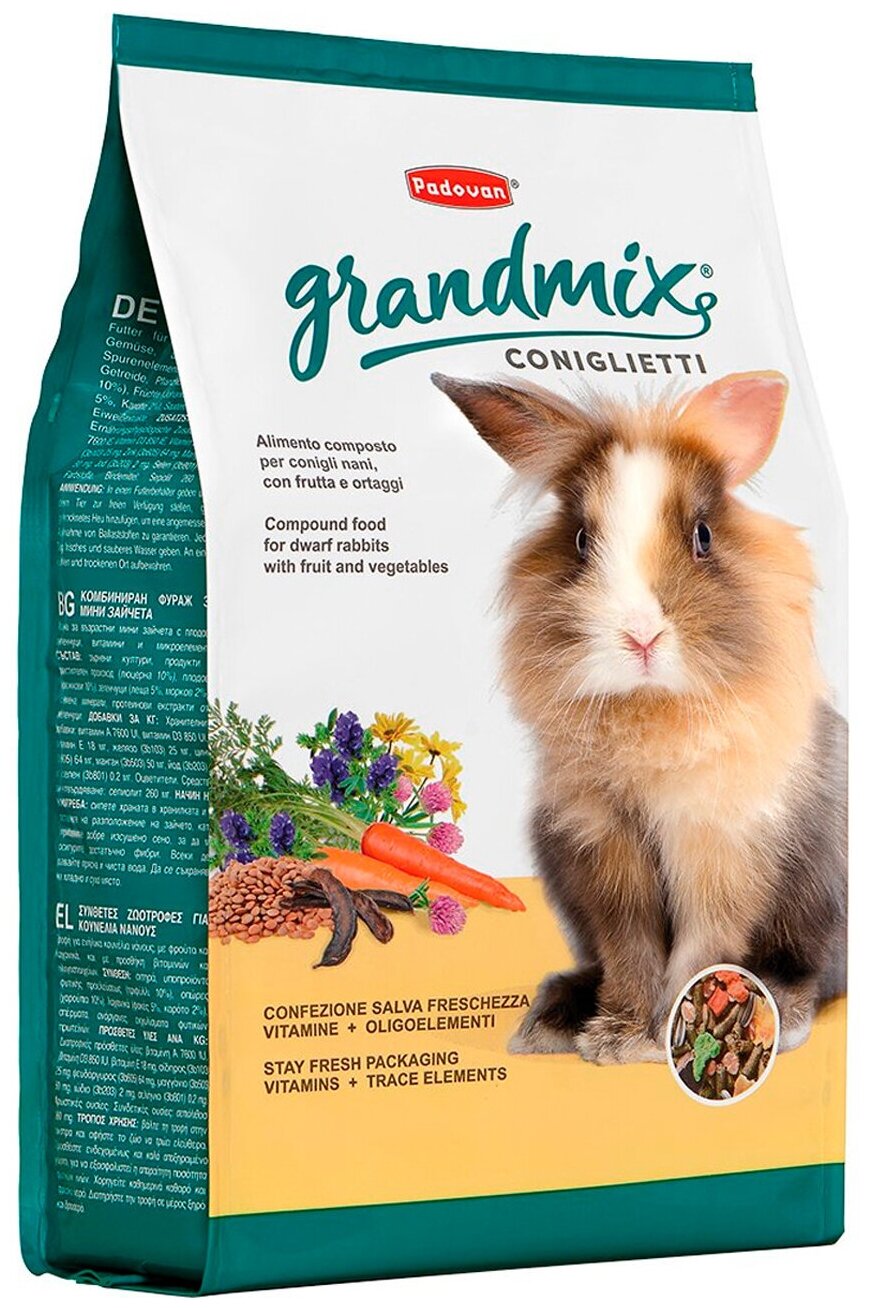 Комплексный корм для декоративных кроликов Padovan GrandMix Сoniglietti 3 кг