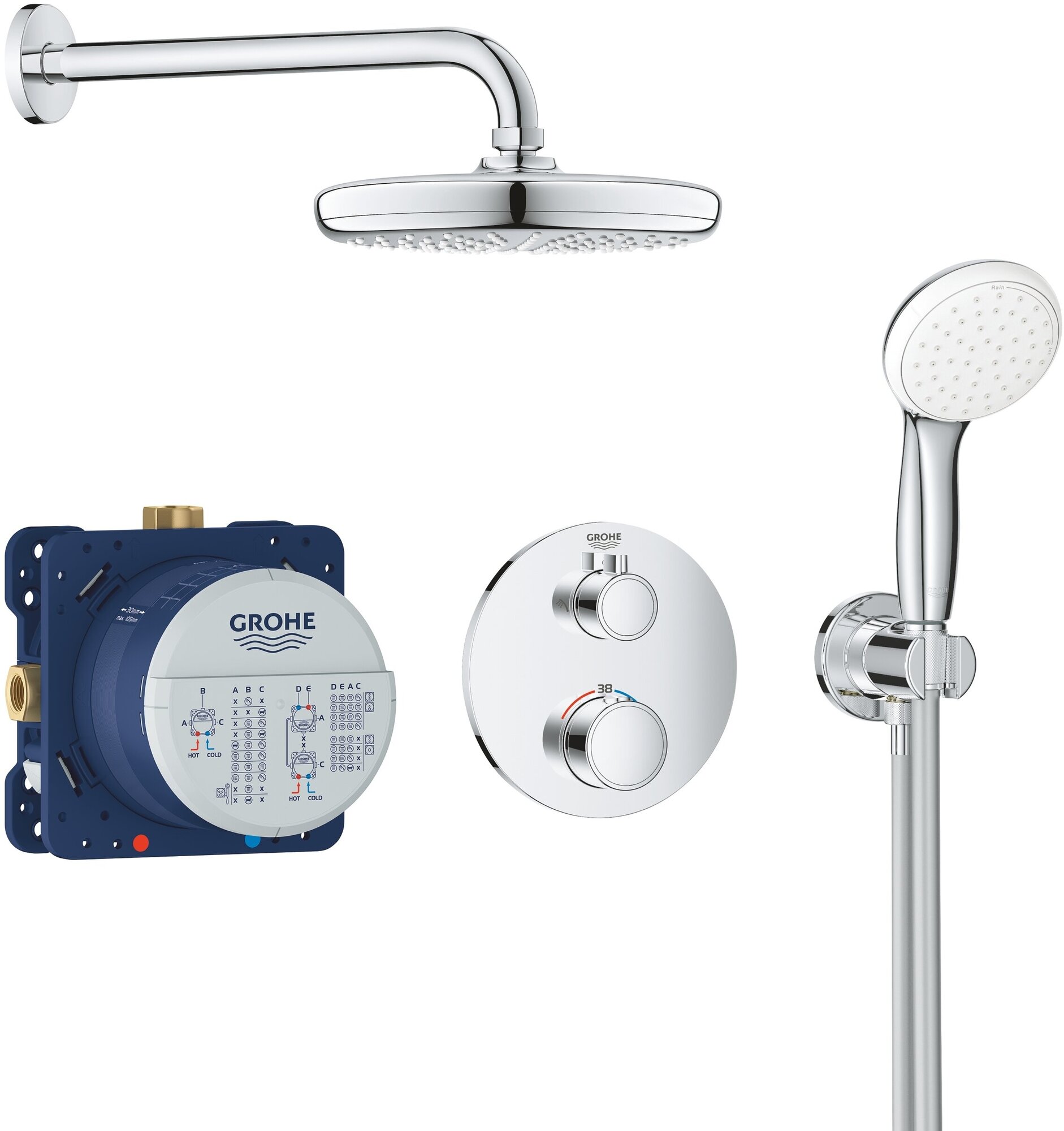 Набор для комплектации душа, с Tempesta 210, GROHE Grohtherm, хром, (34727000)