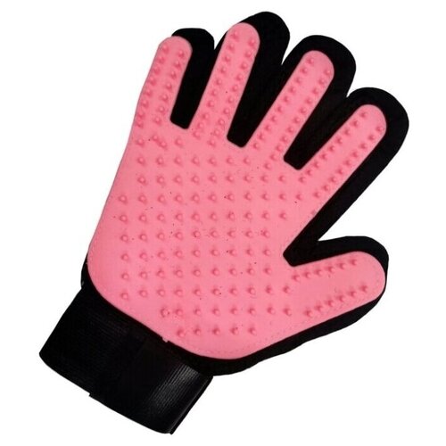 фото Перчатка массажная для вычесывания шерсти животных stefan, розовый, 23х17см, pmg-1201pnk / щетка / пуходерка / рукавица для шерсти / массажная рукавичка