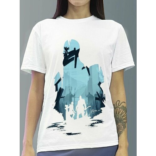 фото Футболка женская белая из хлопка с dtf принтом игры god of war год оф вар атрей кратос - 40109 будь на стиле