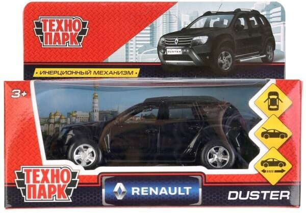 Машина металл RENAULT DUSTER длина 12 см, двери, багажн, черный, в кор. Технопарк