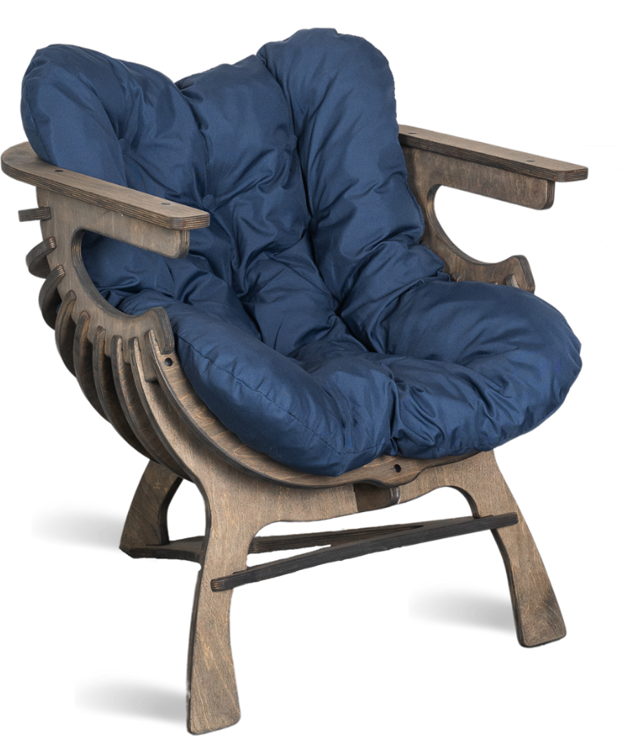 Кресло Ракушка для отдыха синий + темный дуб - фотография № 8