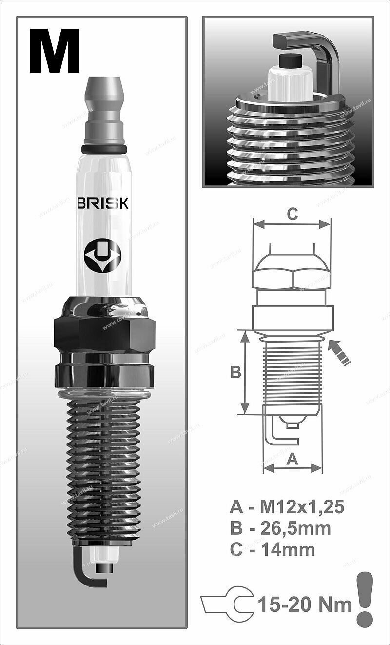 Свечи зажигания BRISK MR14LC-1 8кл 2190 Гранта Ларгус (двигатель 11182) 4