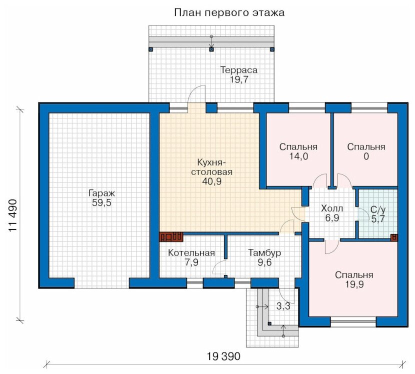 Проект кирпичного дома Catalog-Plans-58-70PK (168,49кв.м, 20,13x12,23м, кирпич 510) - фотография № 2