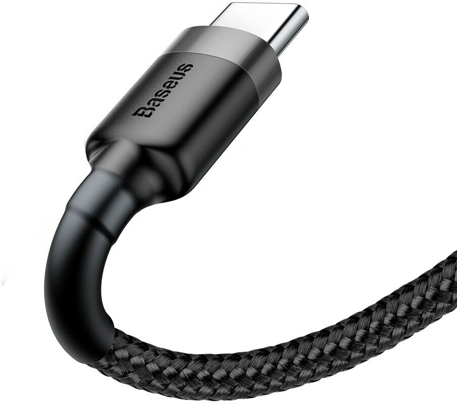 Кабель в тканевой оплетке USB - USB-C Baseus Cafule CATKLF-UG1, 3м, 2A, черный-серый - фотография № 17