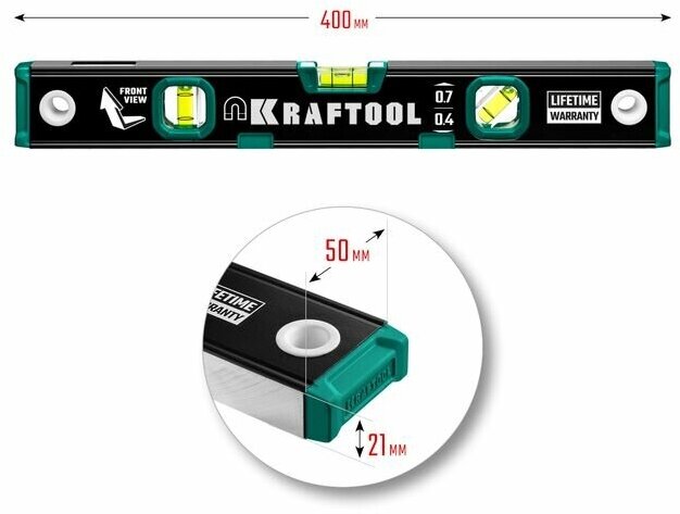 Магнитный уровень с зеркальным глазком Kraftool, 34785-40 - фотография № 13