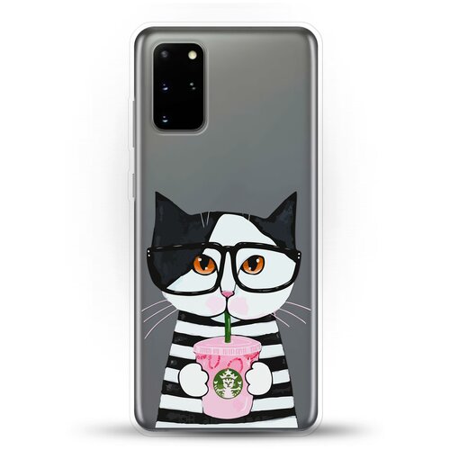 фото Силиконовый чехол кот в очках на samsung galaxy s20+ andy & paul
