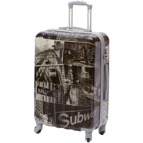 фото Пластиковый чемодан дорожный большой для путешествий тевин, сабвей (метро) 0022, размер l, 105 л tevin