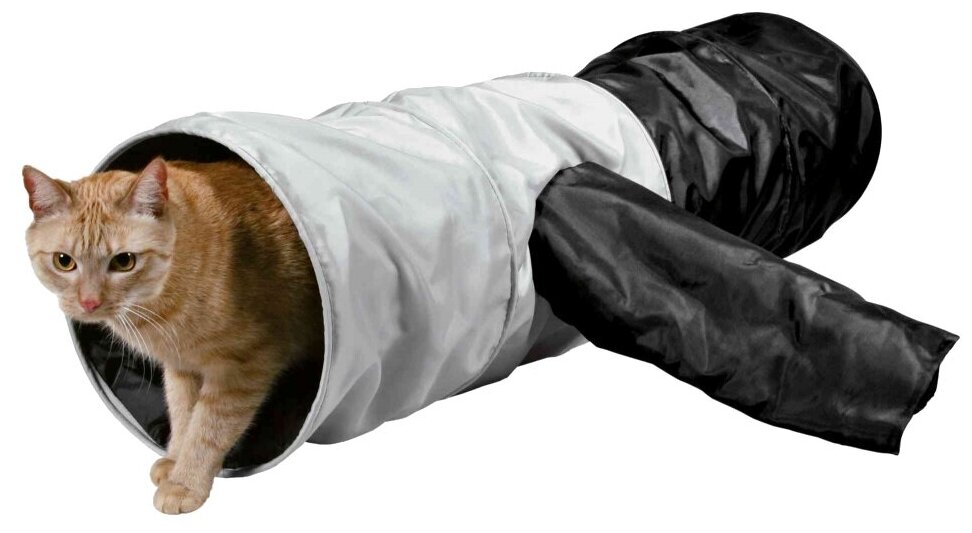Trixie Тоннель для кошки шуршащий, серый/черный, 115 см, ф 30 см - фотография № 2