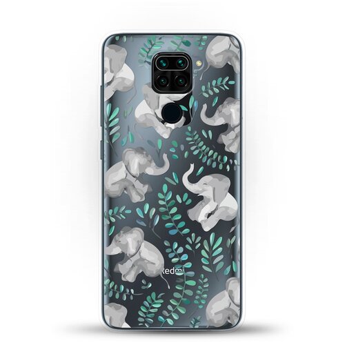 фото Силиконовый чехол узор из слонов на xiaomi redmi note 9 andy & paul