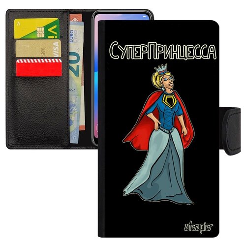 фото Чехол книжка на мобильный apple iphone 8 plus, "суперпринцесса" рисунок комичный utaupia