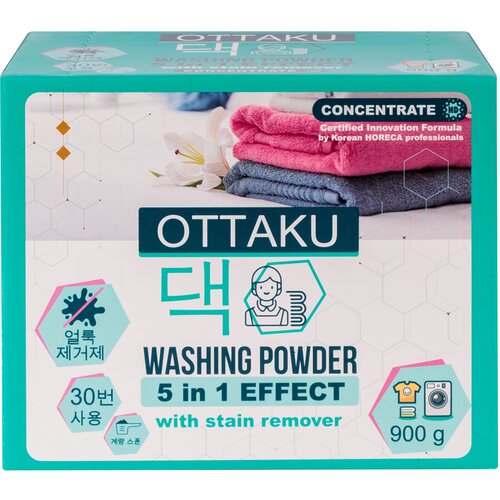Стиральный порошок 5in1, Ottaku, Effect с пятновыводителем, универсальный, концентрат, 900 г