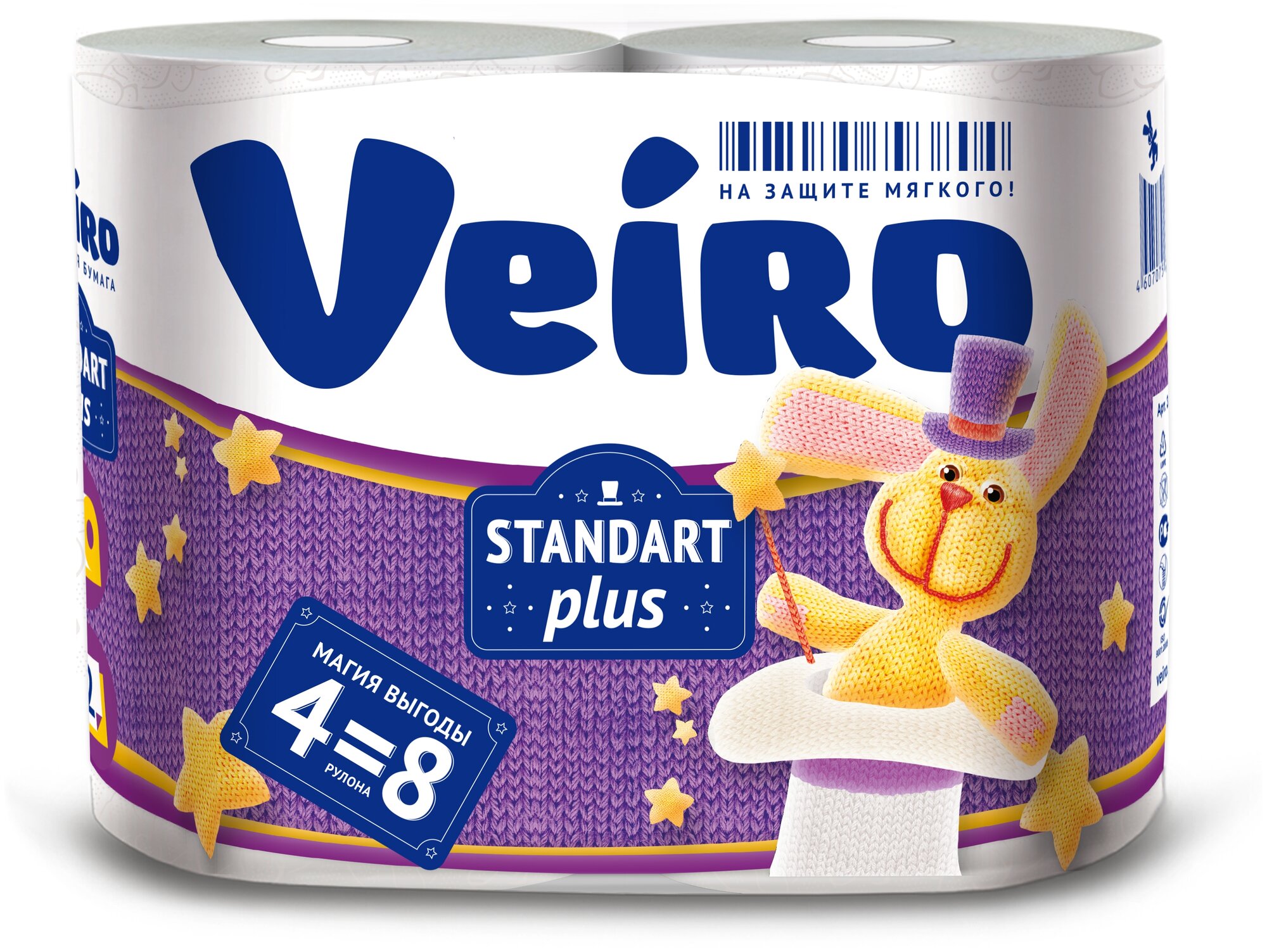 ТБрул Veiro Standart Plus, 3С24, 2-сл., 4 рулона, белый