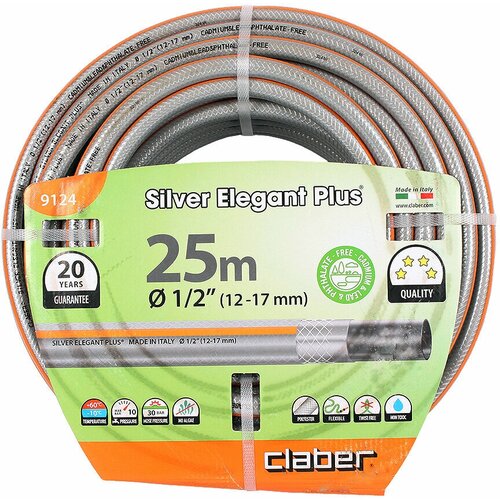 Шланг Claber SILVER ELEGANT PLUS 12мм 1/2 25м круглый соединитель для садового шланга 1 2 дюйма 2 шт