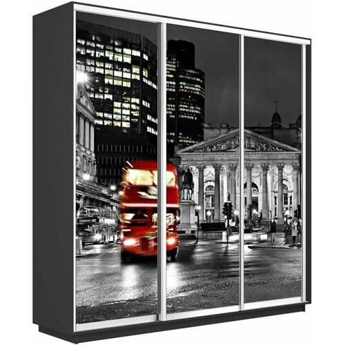 Шкаф-купе 2,4 Экспресс 3-х дверный 240х220х60 Фотопечать Серый Диамант