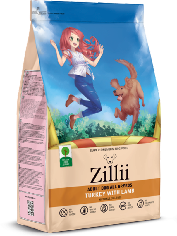 ZILLII Adult Dog Сухой корм для взрослых собак Индейка/Ягнёнок 0.8кг
