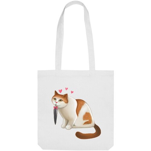 Сумка шоппер Us Basic, белый сумка влюбленный кот с пером зеленый