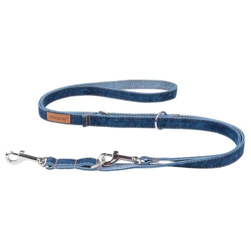 Поводок регулируемый 6 in 1 AmiPlay Denim M 100-200х1,5 см, темно-синий