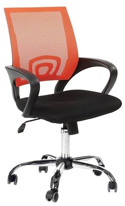 Кресло Easy Chair ткань черная сетка оранжевый хром