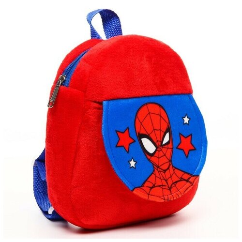 Рюкзак плюшевый, на молнии, с карманом, 19х22 см, Человек-паук