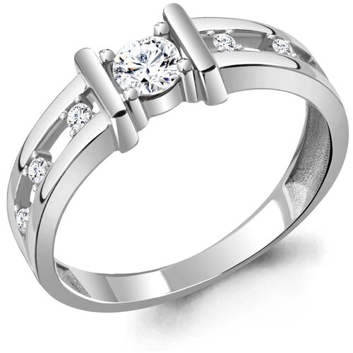 фото Серебряное кольцо aquamarine а68858а с фианитом, размер 16,5 diamant-online