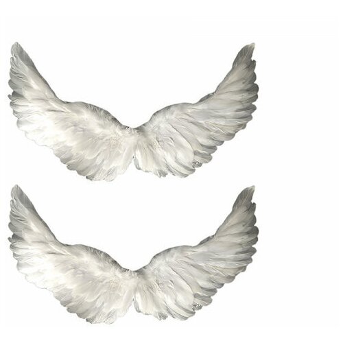 Крылья ангела белые перьевые карнавальные большие 60х35см, на Хэллоуин и Новый год (2 пары в наборе) крылья ангела перьевые большие 55 х 80 см