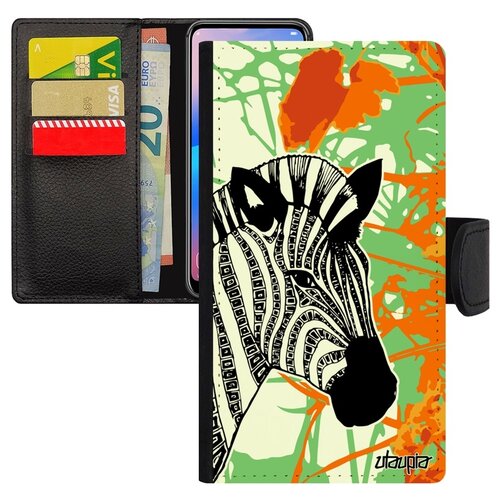 фото Чехол-книжка на смартфон xiaomi mi 8 lite, "зебра" африка полосатая utaupia