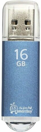 Флеш-диск 16 GB, SmartBuy V-Cut, USB 2.0, металлический корпус, синий