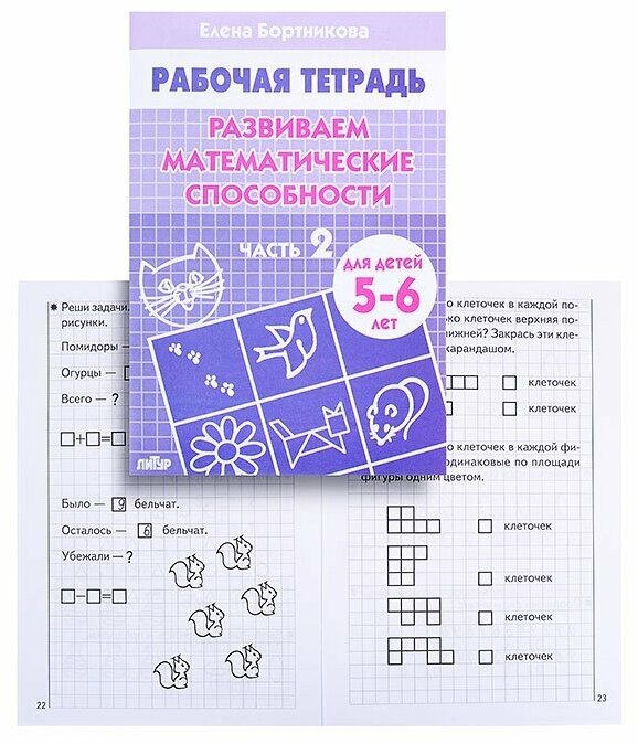Рабочая тетрадь Литур Развиваем математические способности, 5-6 лет, 2 часть, Бортникова (978-5-9780-0060-3)