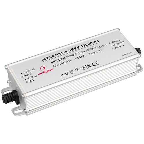 Блок питания (AC-DC) 12V 200W 032317 ARPV-12200-A1 герм IP67 металл блок питания ac dc 24v 200w 09 00900905 tpw 200 24 герм ip67 металл