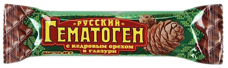 Гематоген Русский с кедровым орехом в глазури, 40 г, орех