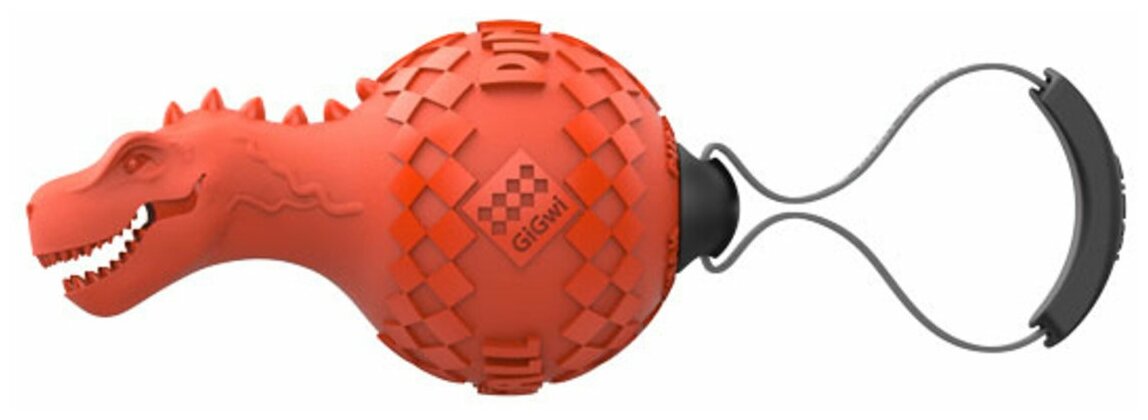 GiGwi Гигви игрушка Динобол Т-рекс с отключаемой пищалкой оранжевый
