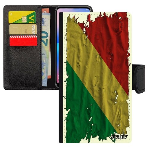 фото Чехол-книжка на мобильный apple iphone 6 6s plus, "флаг конго браззавиль на ткани" патриот utaupia